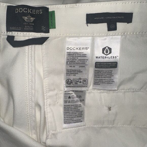 Women's Dockers Khaki Wide Leg High Waist Pants White Size 31 Workwear Casual - Picture 3 of 4